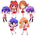  6+girls bun_cover chibi double_bun folded_ponytail himeyuri_ruri himeyuri_sango komaki_manaka kousaka_tamaki multiple_girls narisawa_naruo sasamori_karin school_uniform serafuku thigh-highs to_heart_2 tonami_yuma 