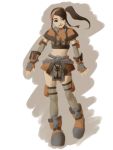  1girl alien1452 armor boots brown_eyes brown_hair gloves ponytail side_ponytail skirt solo thigh-highs 