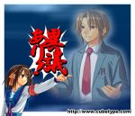  armband brown_hair capcom gyakuten_saiban koizumi_itsuki objection parody school_uniform serafuku short_hair suzumiya_haruhi suzumiya_haruhi_no_yuuutsu yuuki_keisuke 