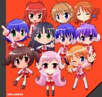  6+girls bun_cover chibi double_bun everyone folded_ponytail himeyuri_ruri himeyuri_sango komaki_ikuno komaki_manaka kousaka_tamaki kusakabe_yuuki lucy_maria_misora multiple_girls narisawa_naruo sasamori_karin school_uniform serafuku to_heart_2 tonami_yuma yuzuhara_konomi 