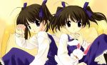  00s 2girls brown_hair futakoi hinagiku_lala hinagiku_lulu multiple_girls sasaki_mutsumi siblings sisters twins violet_eyes 