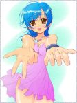  00s 1girl blue_hair bracelet brown_eyes hair_ornament hairclip houshou_hanon jewelry mak mermaid_melody_pichi_pichi_pitch necklace solo 