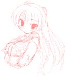 1girl :3 blush face female kekyo kousaka_tamaki long_hair looking_at_viewer monochrome oekaki red simple_background sketch smile solo to_heart_2 twintails upper_body white_background 