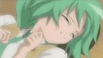  2girls animated animated_gif episode18 green_hair higurashi_no_naku_koro_ni incest kiss long_hair lowres multiple_girls open_mouth screencap siblings sisters sonozaki_mion sonozaki_shion tears twins 