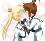  2girls fate_testarossa kiss lyrical_nanoha mahou_shoujo_lyrical_nanoha mahou_shoujo_lyrical_nanoha_a&#039;s multiple_girls takamachi_nanoha yuri 