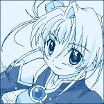  1girl aeru blue lowres monochrome oekaki simoun solo 