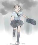  1girl bag bookbag clouds ikeda_jun_(mizutamari) original running school_uniform serafuku shoes socks solo 