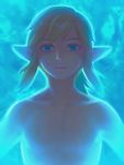  1boy bellhenge blonde_hair blue_eyes dark link male_focus nude open_mouth short_hair solo the_legend_of_zelda the_legend_of_zelda:_breath_of_the_wild water 