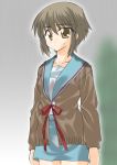  1girl cardigan nagato_yuki school_uniform serafuku solo suzumiya_haruhi_no_yuuutsu wet wkenta 