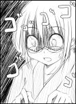  1girl glasses japanese_clothes jirou_(chekoro) monochrome solo 