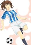  1girl argentina ball jersey kimi_kiss mizuki_makoto raglan_sleeves sakino_asuka soccer soccer_ball solo sport telstar 