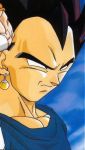  1boy angry black_eyes black_hair clouds dragon_ball dragonball_z earrings eyebrows from_side jewelry looking_afar lowres male_focus muscle outdoors potaro_earrings short_hair sky solo spiky_hair thick_eyebrows upper_body vegeta widow&#039;s_peak 