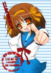  brown_hair finger_pointing pointing saiya school_uniform serafuku short_hair suzumiya_haruhi suzumiya_haruhi_no_yuuutsu 