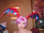  capcom cosplay demon_girl head_wings highres lilith_aensland non-asian photo purple_hair solo succubus vampire_(game) 