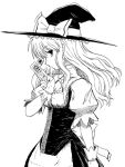  1girl female hat kirisame_marisa lowres monochrome solo touhou tsuyadashi_shuuji witch_hat 