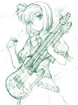  1girl bass_guitar female green guitar hitodama instrument konpaku_youmu konpaku_youmu_(ghost) monochrome sketch solo touhou tsuyadashi_shuuji 