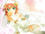  00s 1girl akane_maniax bride dress elbow_gloves flower game_cg garter_belt garters gloves green_eyes lingerie redhead rose solo suzumiya_akane thigh-highs underwear wedding_dress white_dress white_gloves white_legwear yellow_rose 