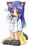  animal_ears animated animated_gif blanket blinking cat_ears chibi lowres paws purple_hair wink 