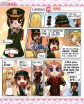  4girls animal_ears army-san army-tan bilingual blonde_hair blue_eyes brown_hair camouflage dog_ears dog_tags dog_tail english female_service_cap full_metal_jacket glasses hard_translated hat helmet highres hirai_yukio jie-tan jiei-tan left-to-right_manga maritan military military_uniform multiple_girls navy-san partially_translated pink_hair pixel_maritan profanity red_eyes tail translation_request uniform 