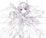  00s 1girl graphite_(medium) kinagi_yuu monochrome purple rozen_maiden sketch solo suigintou traditional_media 