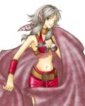  1girl brown_eyes cogwheel gensou_suikoden gensou_suikoden_iv grey_hair hairband lowres midriff millay silver_hair solo 