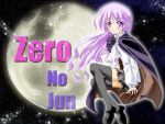  1boy artist_request black_legwear blush cape cosplay crossover happiness! long_hair male_focus moon purple_hair skirt smile solo thigh-highs trap violet_eyes watarase_jun zero_no_tsukaima zettai_ryouiki 