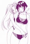  2girls artist_request bikini couple curvy fishnets genderswap genderswap_(mtf) hyuuga_hinata lowres monochrome multiple_girls nail_polish naruko naruto swimsuit uzumaki_naruto whisker_markings yuri 