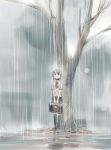  1girl bag bob_cut ikeda_jun_(mizutamari) original rain school_bag school_uniform serafuku short_hair solo tree wet wet_clothes 