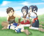  1girl 3boys animal_ears aruruw brothers dog_ears doriy guraa japanese_clothes multiple_boys oboro_(utawareru_mono) siblings twins utawareru_mono 