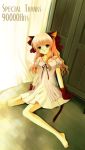  1girl animal_ears barefoot cat_ears cat_tail gloves hits sitting solo tail 