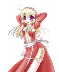  1girl blonde_hair breasts high_priest high_priestess medium_breasts ragnarok_online ribbon solo thigh-highs violet_eyes 