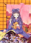  1girl 90s card_captor_sakura child clamp daidouji_tomoyo japanese_clothes kimono long_hair official_art purple_hair sewing solo stuffed_animal stuffed_toy teddy_bear 