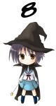  1girl cape chibi hat nagato_yuki school_uniform serafuku shima-shuu solo suzumiya_haruhi_no_yuuutsu webcounter witch_hat 