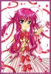  00s 1girl ahoge chikage_(sister_princess) dress long_hair masakichi_(crossroad) oyama_(fortune_pandora) petals purple_hair ribbon sister_princess solo 