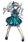  1girl female full_body katana konpaku_youmu shirayuki_shoushirou simple_background solo sword touhou weapon white_background 