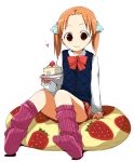  beanbag bow cake child food footwear fruit ichigo_mashimaro maro_nie matsuoka_miu pastry pillow ribbon socks strawberry twintails 