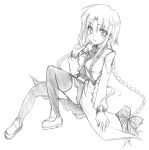  archerko braid fate/stay_night fate_(series) himura_kiseki loafers long_hair monochrome shoes single_braid sketch skirt thigh-highs waist_cape zettai_ryouiki 