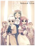  2girls 3boys acolyte animal_ears church cross flower glasses headdress hoon_park_jeong leaf mouth_hold multiple_boys multiple_girls priest priest_(ragnarok_online) priestess ragnarok_online xration 