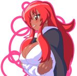  1girl blush breast_hold breasts cleavage crossed_arms dark_skin kirche_augusta_frederica_von_anhalt_zerbst large_breasts long_hair lunch_(artist) lunch_(lunch3) oekaki redhead solo yellow_eyes zero_no_tsukaima 