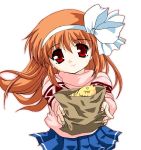  bow brown_hair food hair_bow kanon red_eyes simple_background taiyaki tsukimiya_ayu wagashi younger 