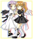  2girls 603_(lolipop) asahina_mikuru hand_holding interlocked_fingers multiple_girls nagato_yuki ribbon suzumiya_haruhi_no_yuuutsu wings 