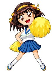  brown_hair cheerleader chibi lowres pom_poms qvga short_hair suzumiya_haruhi suzumiya_haruhi_no_yuuutsu 