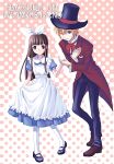  1boy 1girl alice_(wonderland) alice_(wonderland)_(cosplay) alice_in_wonderland fujioka_haruhi hat kimidorin mad_hatter one_eye_closed ouran_high_school_host_club pantyhose suou_tamaki top_hat wink 