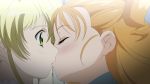  2girls aeru blonde_hair blush close-up closed_eyes face floe green_eyes kiss multiple_girls orange_hair screencap simoun yuri 