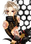  .hack// 1boy bad_anatomy bandai cyber_connect_2 facial_mark hack haseo haseo_(.hack//) honeycomb_background honeycomb_pattern lowres male_focus poorly_drawn solo 