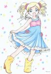  1girl blonde_hair blue_eyes bubble dress goutokuji_miyako powerpuff_girls powerpuff_girls_z rolling_bubbles solo twintails 