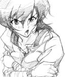  1girl amaha_masane angry lowres monochrome solo witchblade 