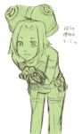  .hack// .hack//g.u. .hack//roots 1girl armband asta asta_(.hack//) bandai bent_over cyber_connect_2 hack hat lowres monochrome outstretched_hand pants reaching short_hair sketch smile solo thigh_strap translation_request trap yuura_shiu 