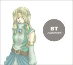  .hack// .hack//sign 00s 1girl bandai bangs belt blonde_hair blue_eyes brooch bt bt_(.hack//) character_name circlet copyright_name cowboy_shot cyber_connect_2 detached_sleeves expressionless green_shirt hack jewelry long_hair lowres parted_bangs shirt solo white_background 