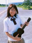  1girl asian instrument photo solo ukulele 